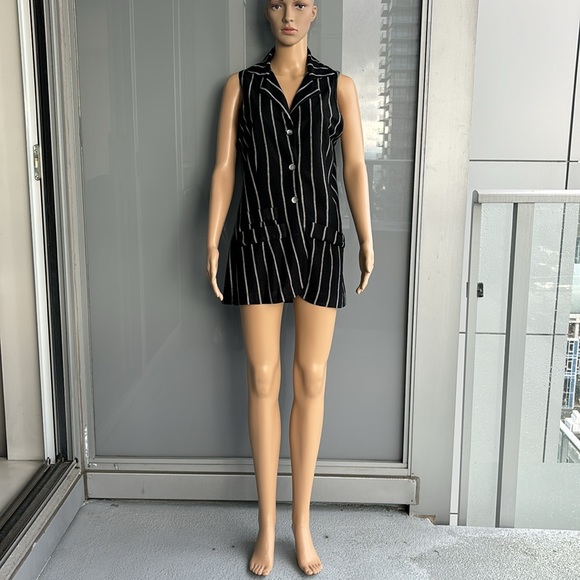 Vintage Black&White Striped Vest Dress - Picture 6 of 13